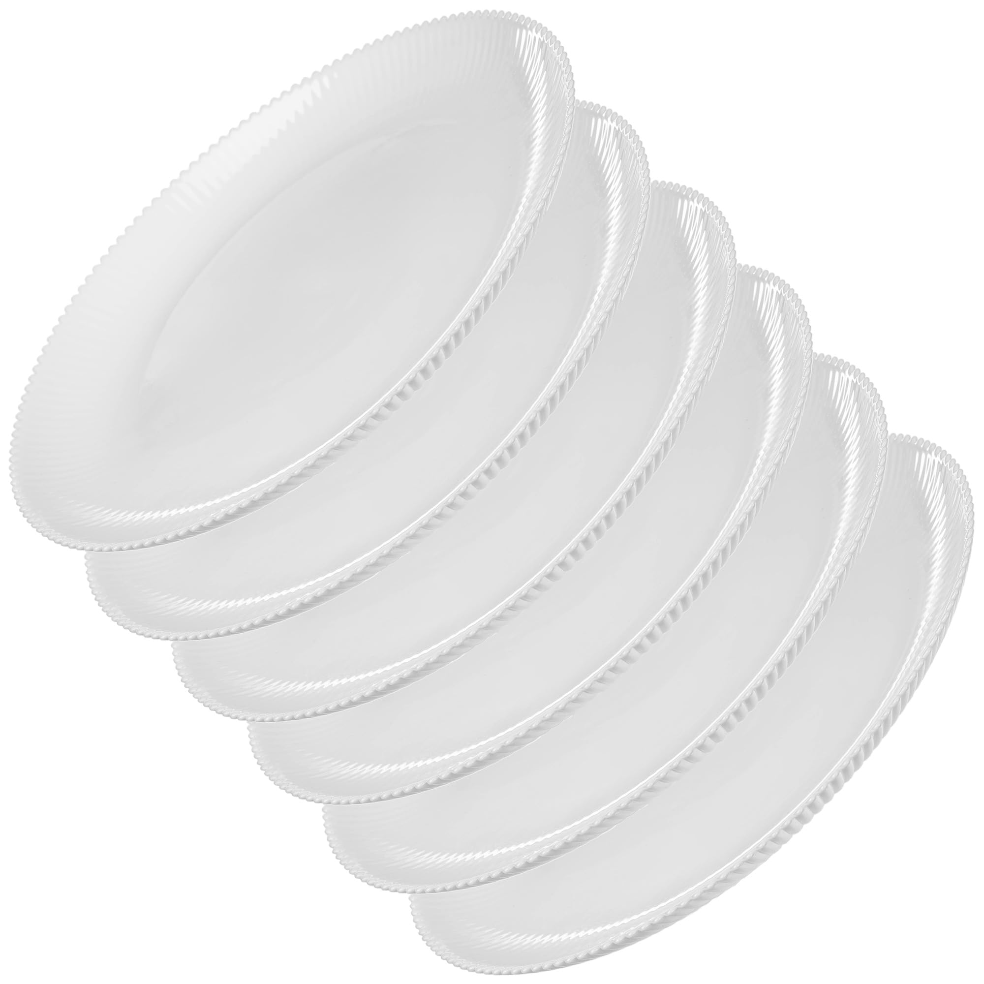 KADAX Platos llanos de 26,5 cm en juego de 6 platos blancos de cristal opal, platos para servir, platos grandes con borde alto, aptos para lavavajillas y microondas (blanco)