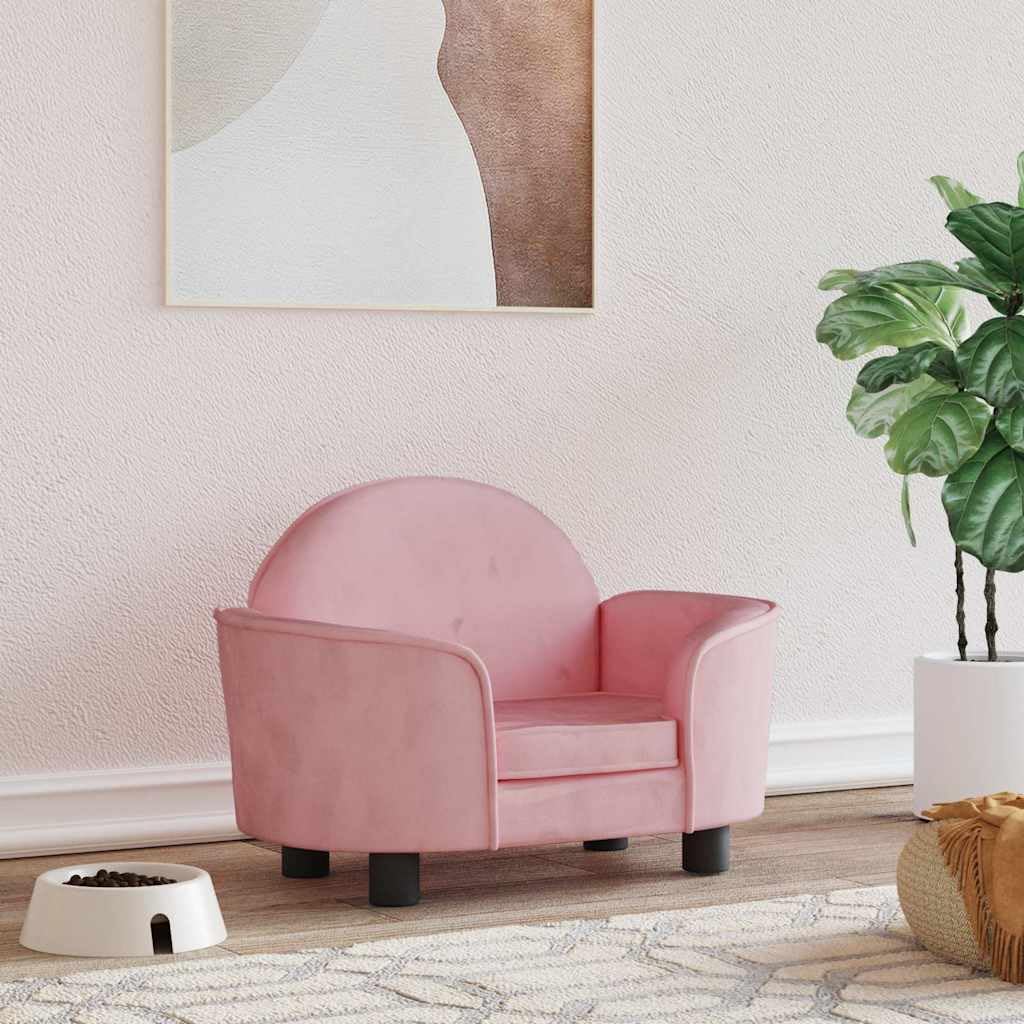vidaXL Cama para Perros de Terciopelo Rosa, Sofá para Mascotas, 66x40x45 cm