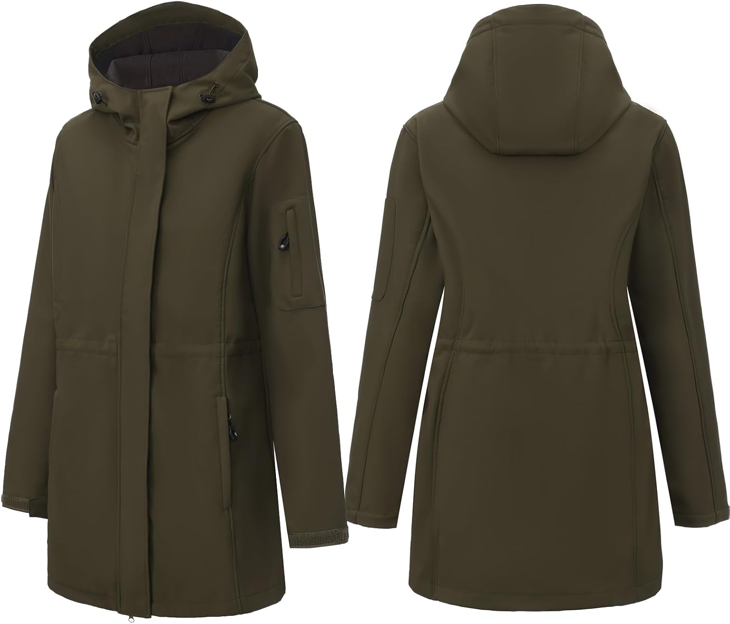 CHIGUO Women's Softshell Waterproof Jacket Warm Fleece Lined Coats with Hood Long Rain Jackets - Image 6