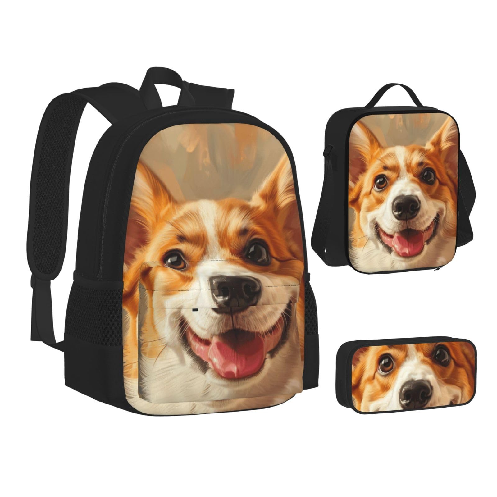 Zaino, borsa portapranzo, astuccio, set da 3 pezzi, per lavoro e