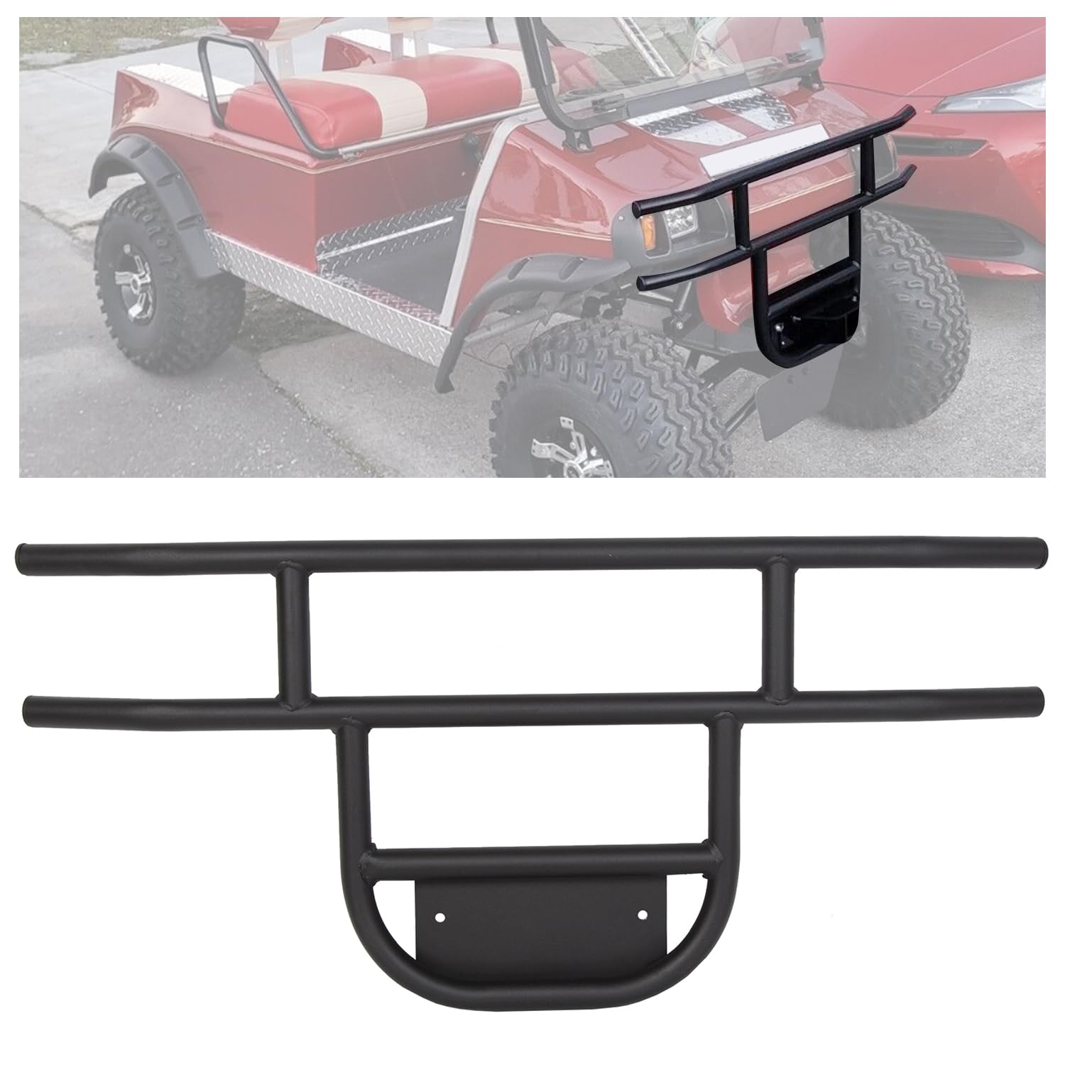 ECOTRIC Front Brush Guard Tubular Bumper Compatible with 1981-Up Club Car DS Models, Gas & Electric Club Car Precedent Front Brush