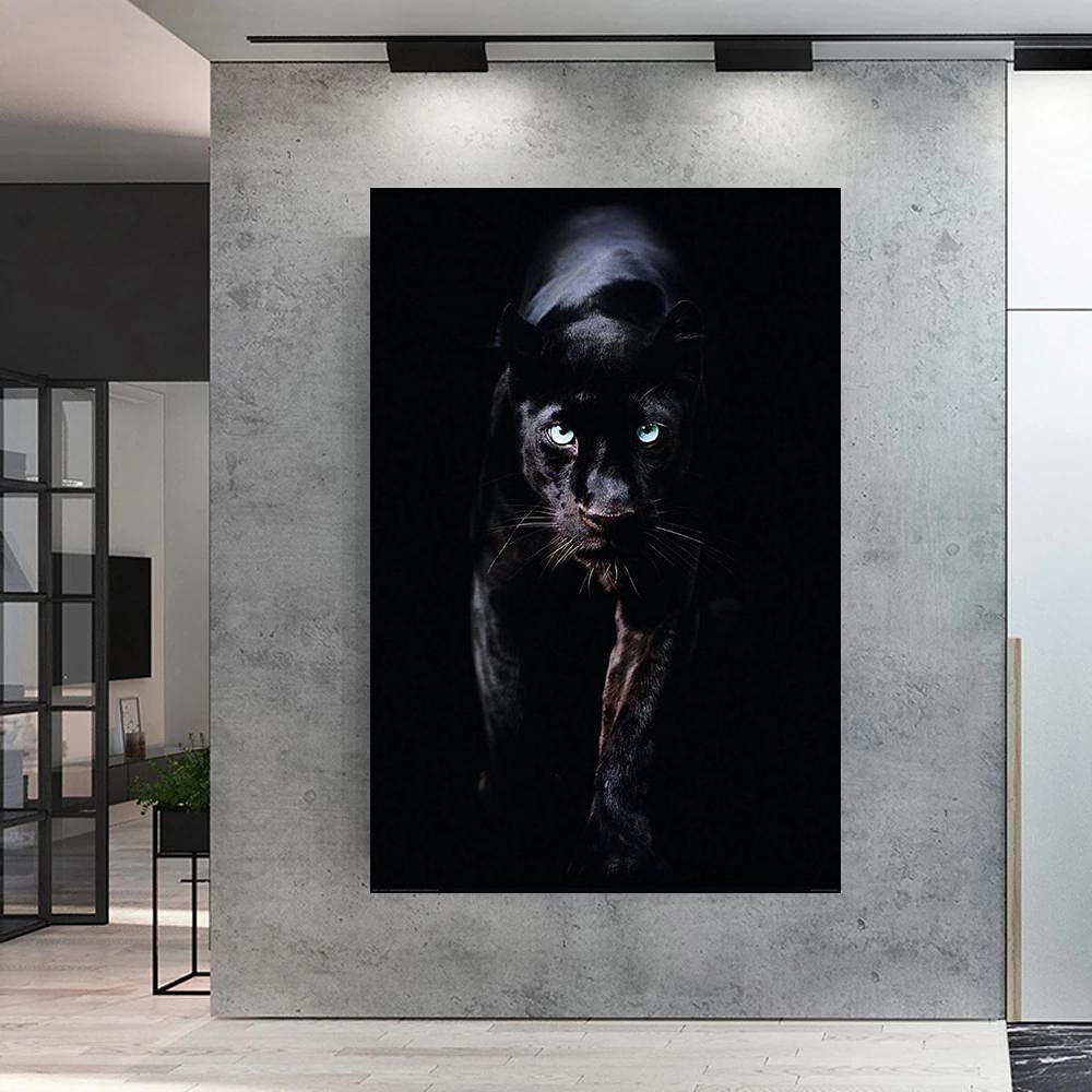SXKJ Stampa su tela Black Leopard Wall Art Picture Cool Panther Animal Art Canvas Poster e stampe Modern Room Decor Murale 40x60cm Senza cornice
