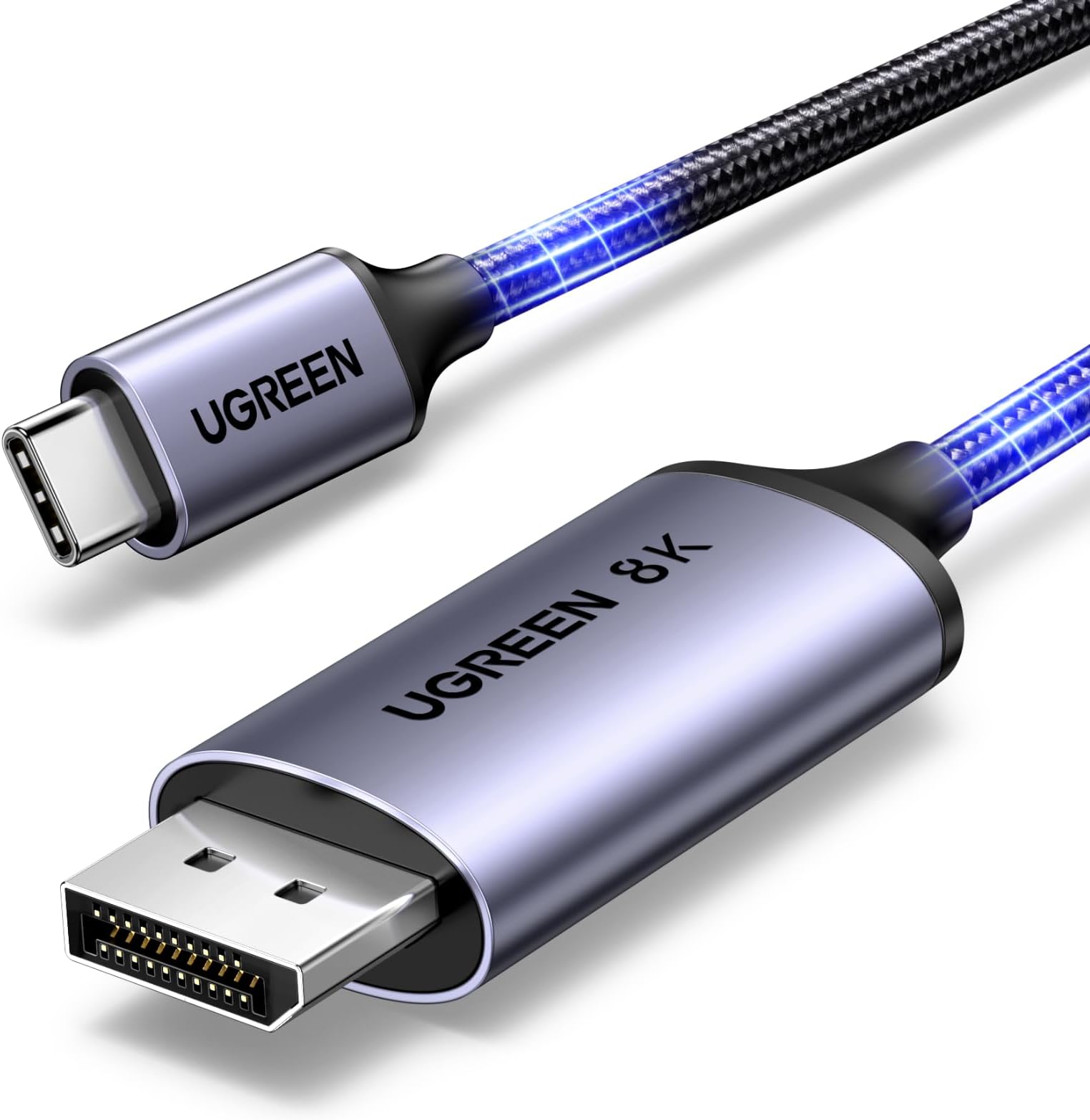UGREEN USB C to DisplayPort Cable 8K@60Hz 4K@240/120Hz 2K@360Hz Type C Thunderbolt 5/4/3 DP 1.4 HDR Free-Sync Compatible for MacBook Pro M5 M4,Mac Air/Mini, iMac,iPad,XPS,iPhone 17,Galaxy Tab S10(2M)