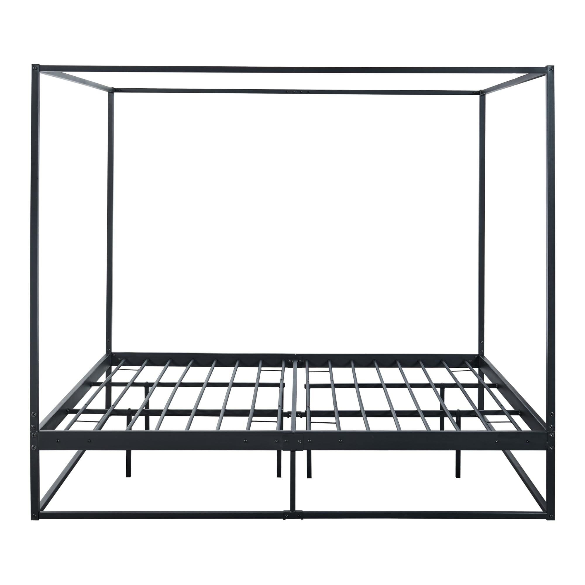 [en.casa] Himmelbett Kristianstad Metallbett 180 x 200 cm Doppelbett Bettgestell mit Lattenrost Bettrahmen Ehebett Schwarz