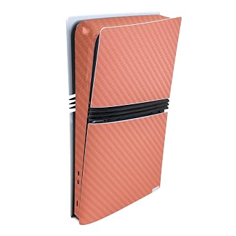 Carbon Fiber Gaming Skin Compatible with Sony PlayStation 5 PS5 Pro Console - Solid Salmon - Premium 3M Vinyl Protective Wrap Decal Cover - Easy to Apply | Crafted in The USA by MightySkins