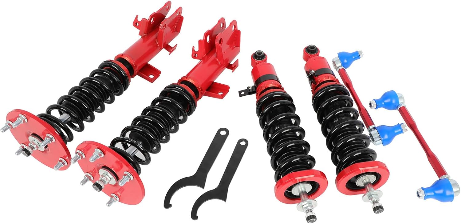 Coilovers Suspension Kit Fit for Honda for CR-V 2012-2016 Damper Adjustable Coilovers Struts, Height Adjustable Lowering Kit, Red