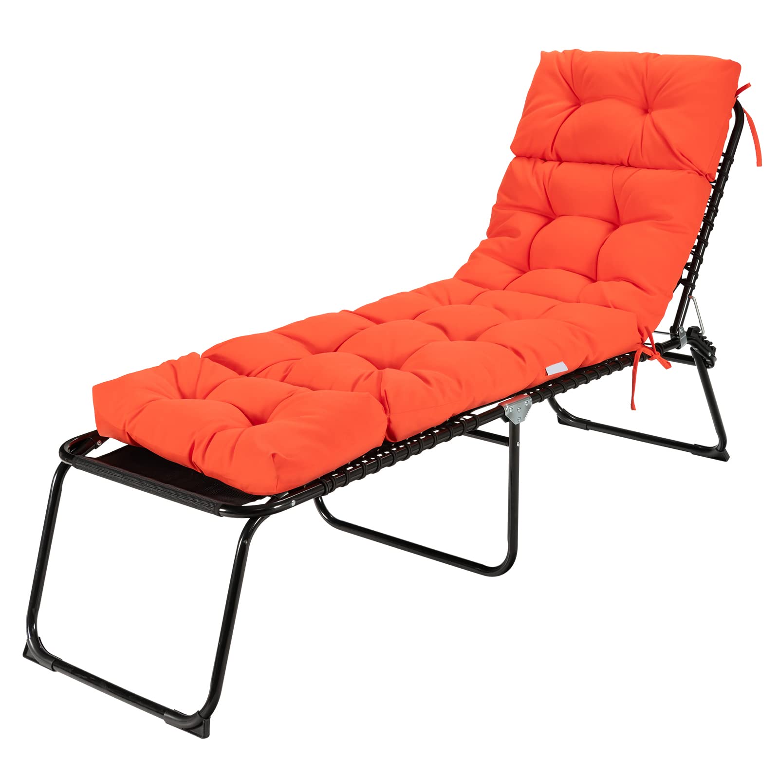 GRAFFY Coussin de Chaise Longue avec 4 Attaches – Coussin épais avec Design imperméable – pour extérieur et intérieur (Orange) – 183 x 55,9 x 10,2 cm