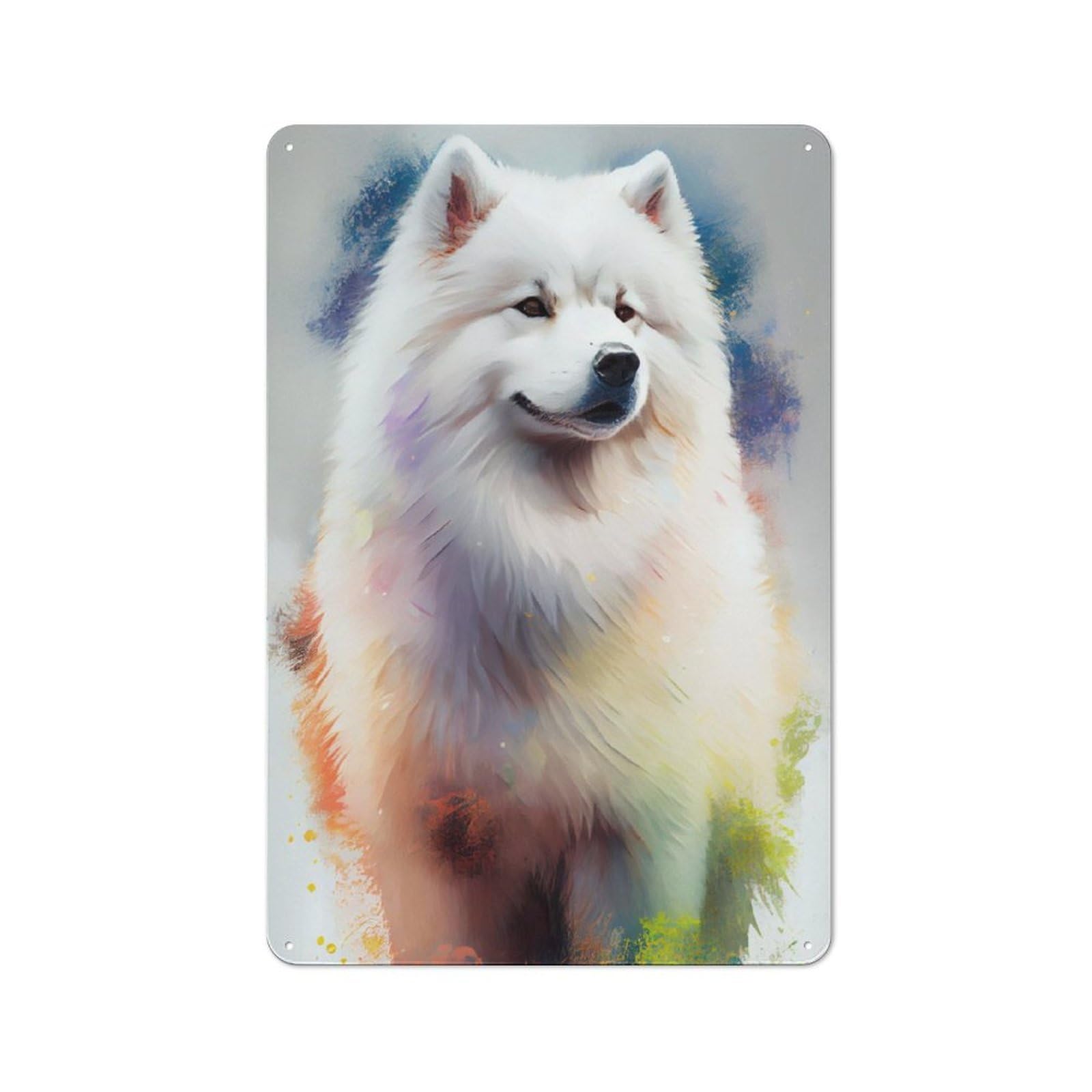 Junmoney Samoyed Drawn Vintage Tin Sign 30X20cm With For Guest Room Or Hallway, For Vintage Wall Decor Fans, For Themed Room Decoration