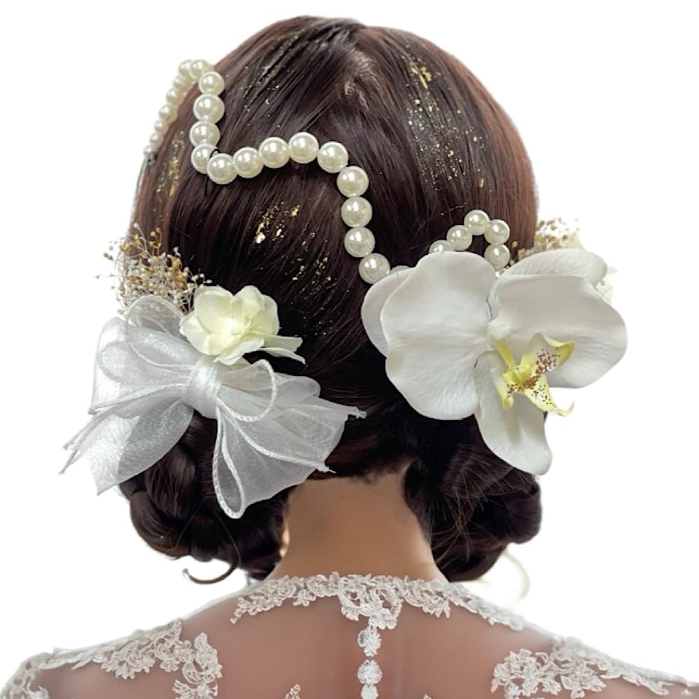 Amazon.co.jp: flower studio no107 成人式 髪飾り リボンパール