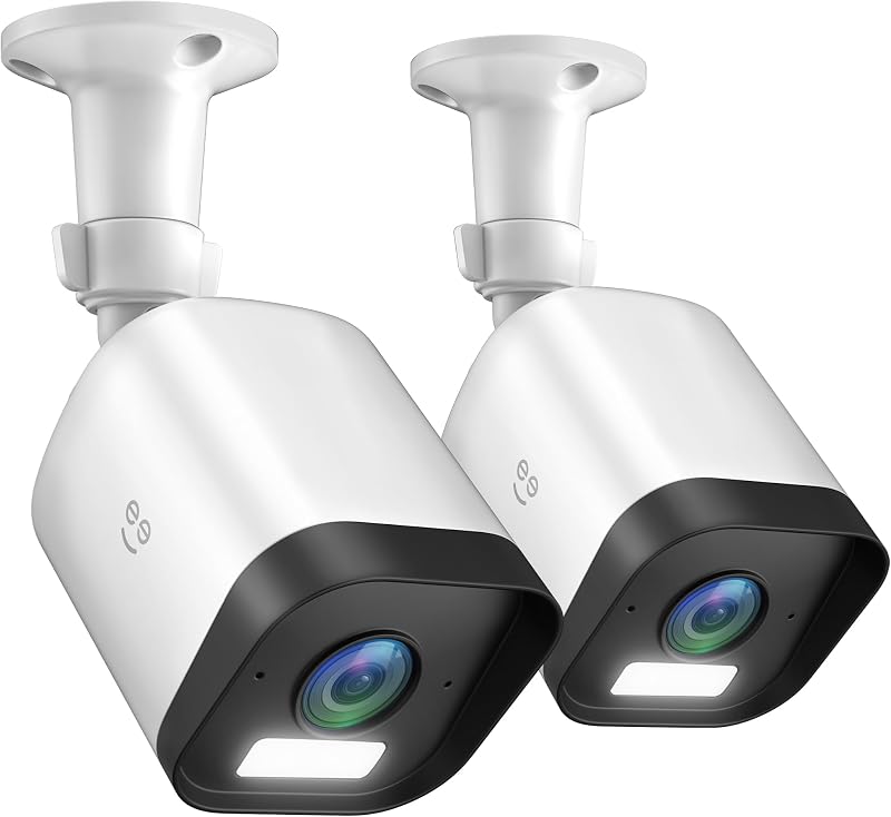 Geeni Hawk 3 4MP Smart Outdoor Security Camera, 2K Ultra HD Wi-Fi, 2-Pack | Wi-Fi surveillance camera, color night vision, 2-way audio, motion detection