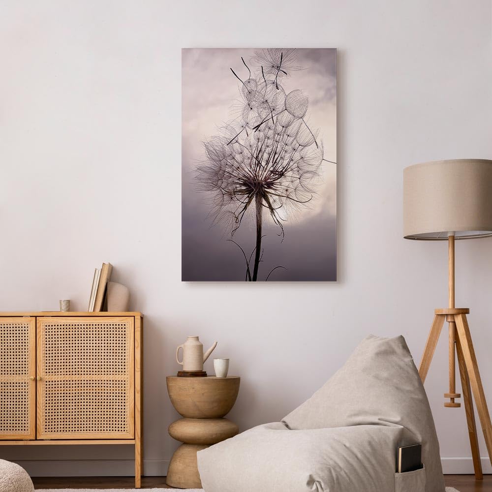murando - Quadro Verticale Fiore Soffione Astratto Beige 60x90 cm 1 Pezzo - Stampa su Tela Strutturata - Quadri Moderni Verticali Camera da Letto - Murale Arte Decorazioni da Parete - b-B-0634-b-a