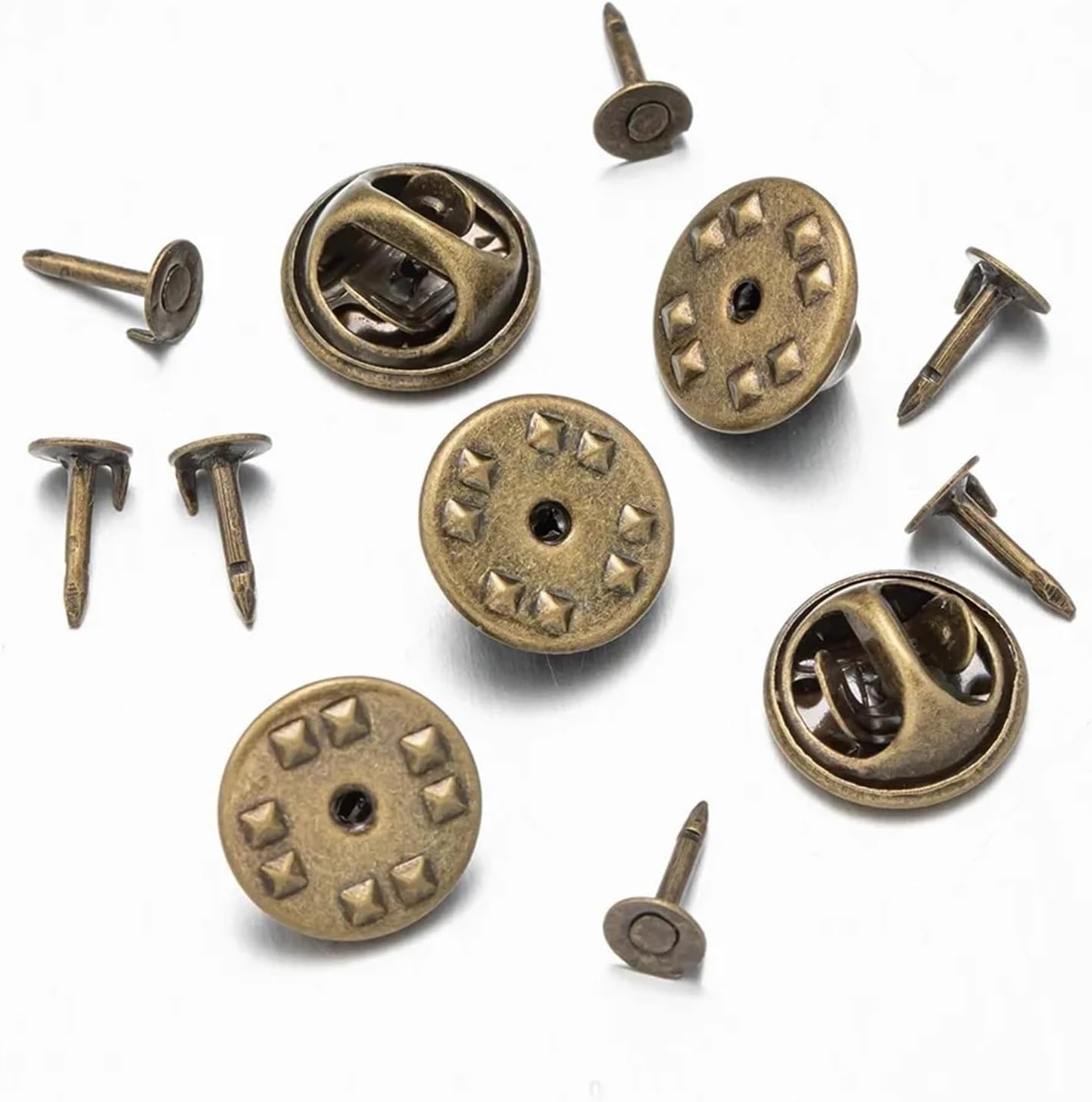 Locking Pin Backs 500 Pcs Metal Clutch Fasteners for Jewelry Making DIY Craft Accessories(Antique Bronze)