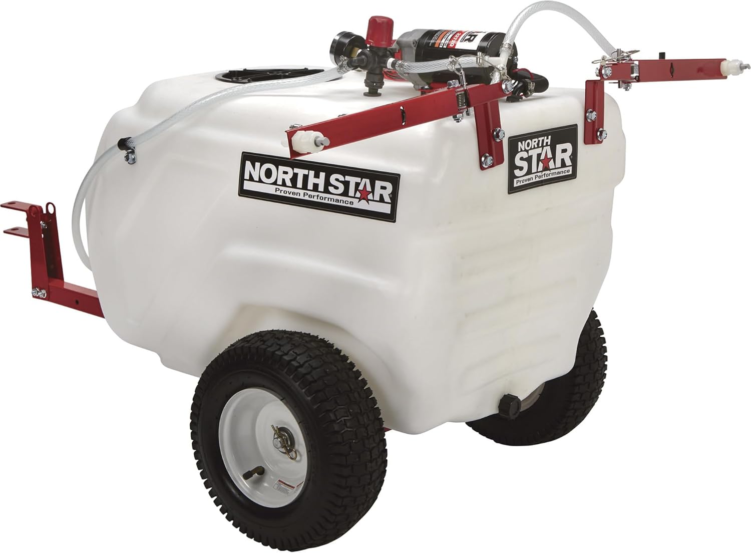 NorthStar Tow-Behind Trailer Boom Broadcast and Spot Sprayer, 31-Gallon Tank, 2.2 GPM, 12V DC, 70 PSI, Spring-Loaded Breakaway Boom, NSQ Series On-Demand Pump, Model 282785