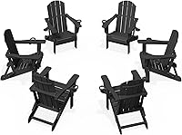 Vista 49 de KINGYES Silla Adirondack plegable con soportes dobles para tazas, sillas de exterior de polietileno de alta densidad para todo tipo de clima, silla