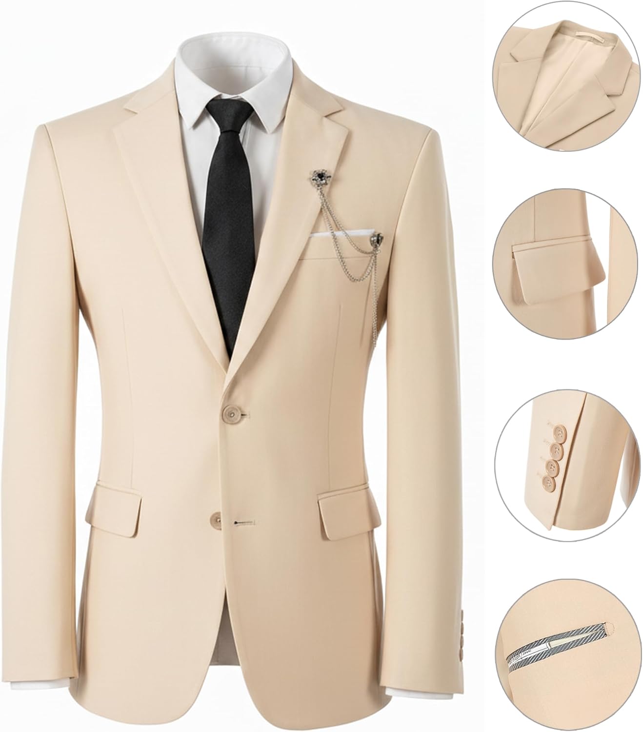 Mens Suit 2 Piece Formal Business Tuxedo for Men Wedding Prom Groom Outfit Blazer Dress Pants Suit Set