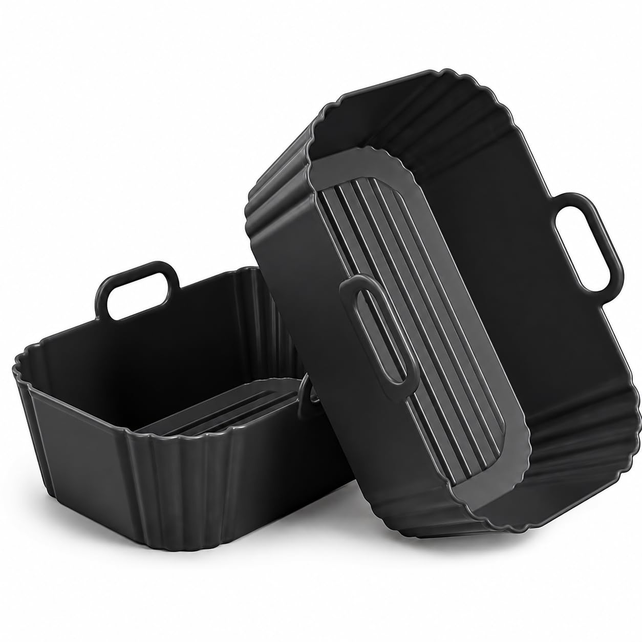 2 Pack Silicone Air Fryer Liners for 7.6L 8L 9L 9.5L Dual Baskets, Reusable Rectangular Air Fryer Accessories Compatible with Ninja Dual AF300UK AF400UK AF451UK, Tower, COSORI, Instant & Salter