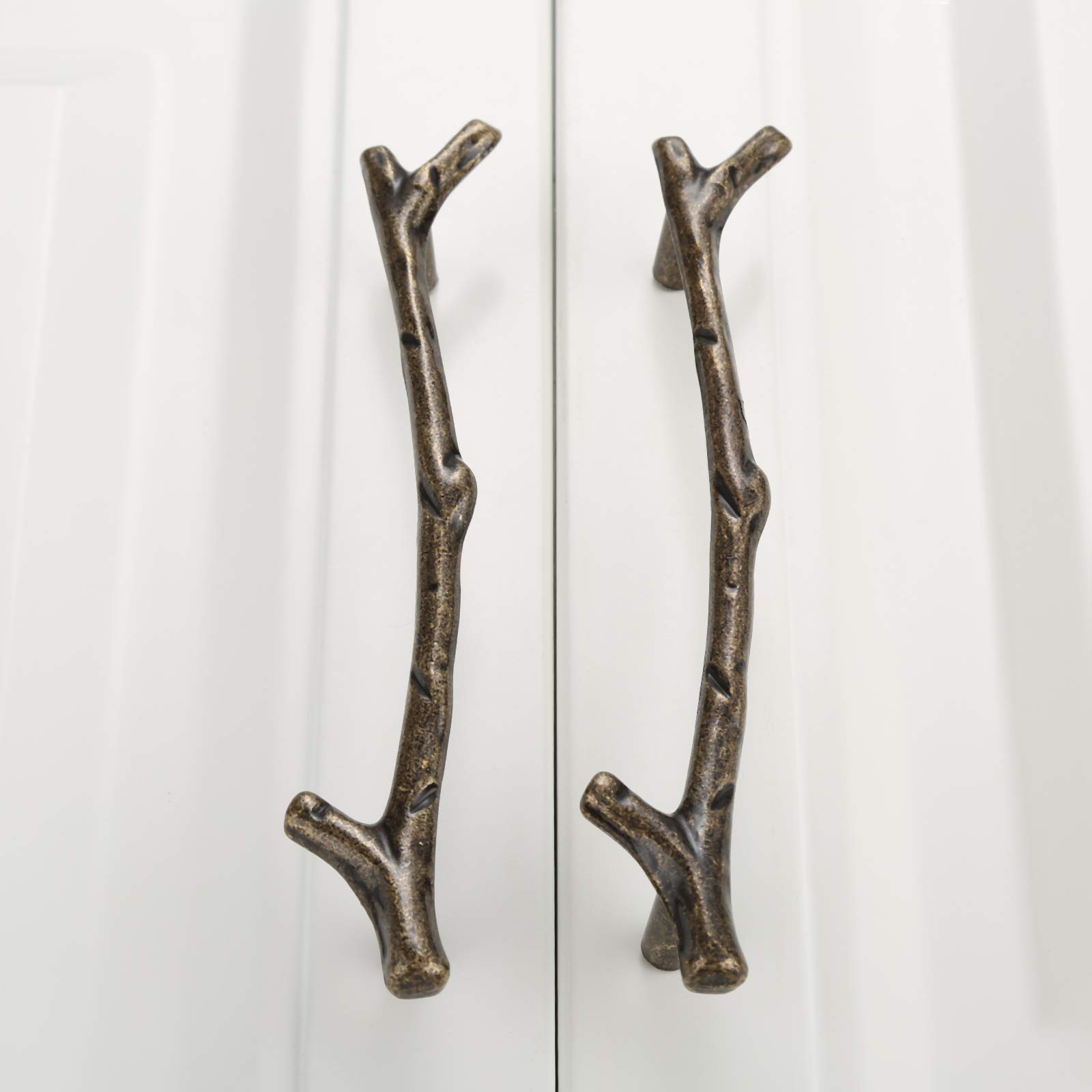 Pull Handle Retro Style Zinc Alloy Tree Branch Kitchen Cabinet Door Handles Cupboard Knobs Wardrobe Pull (2Pcs, L 128mm) - Image 4