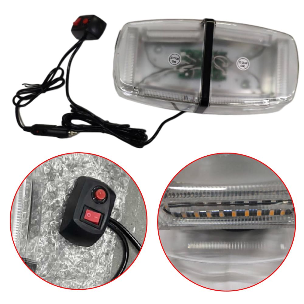 Riloer Luz LED intermitente techo de vehículo 12 V-24 V 24 W luz estroboscópica de emergencia compatible con coches camiones quitanieves vehículos de construcción.