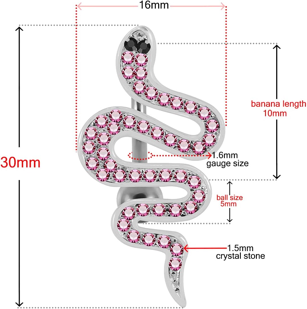 Multi Crystal Gemstones Movable Snake Reverse Bar Design 925 Sterling Silver with Stainless Steel Belly Ring - Belly Button jewelry - Navel jewelry