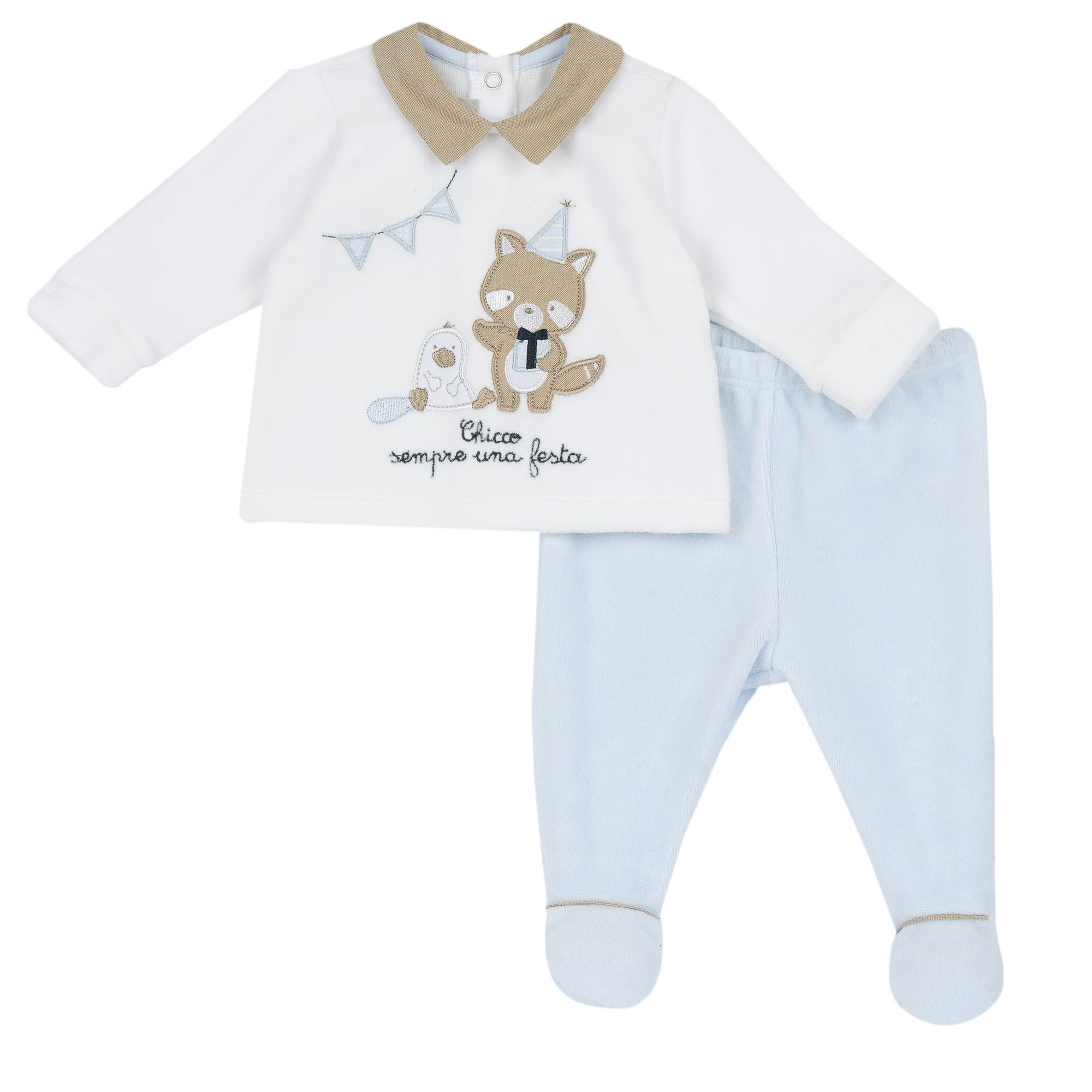 Chicco Conjunto para Bebé con Gorro y Polainas, con Cierre en la Espalda con Botones, Ajuste Suave, en Felpa, Lavable en Lavadora, 0-24 Meses, Diseñado en Italia