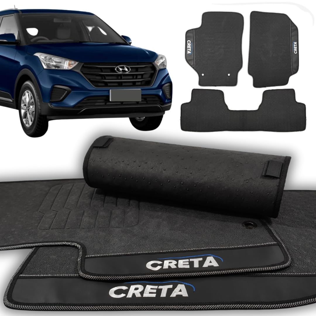 Jogo de Tapetes Automotivos Emborrachados Para Creta 2017 2018 2019 2020 2021 Protetor de