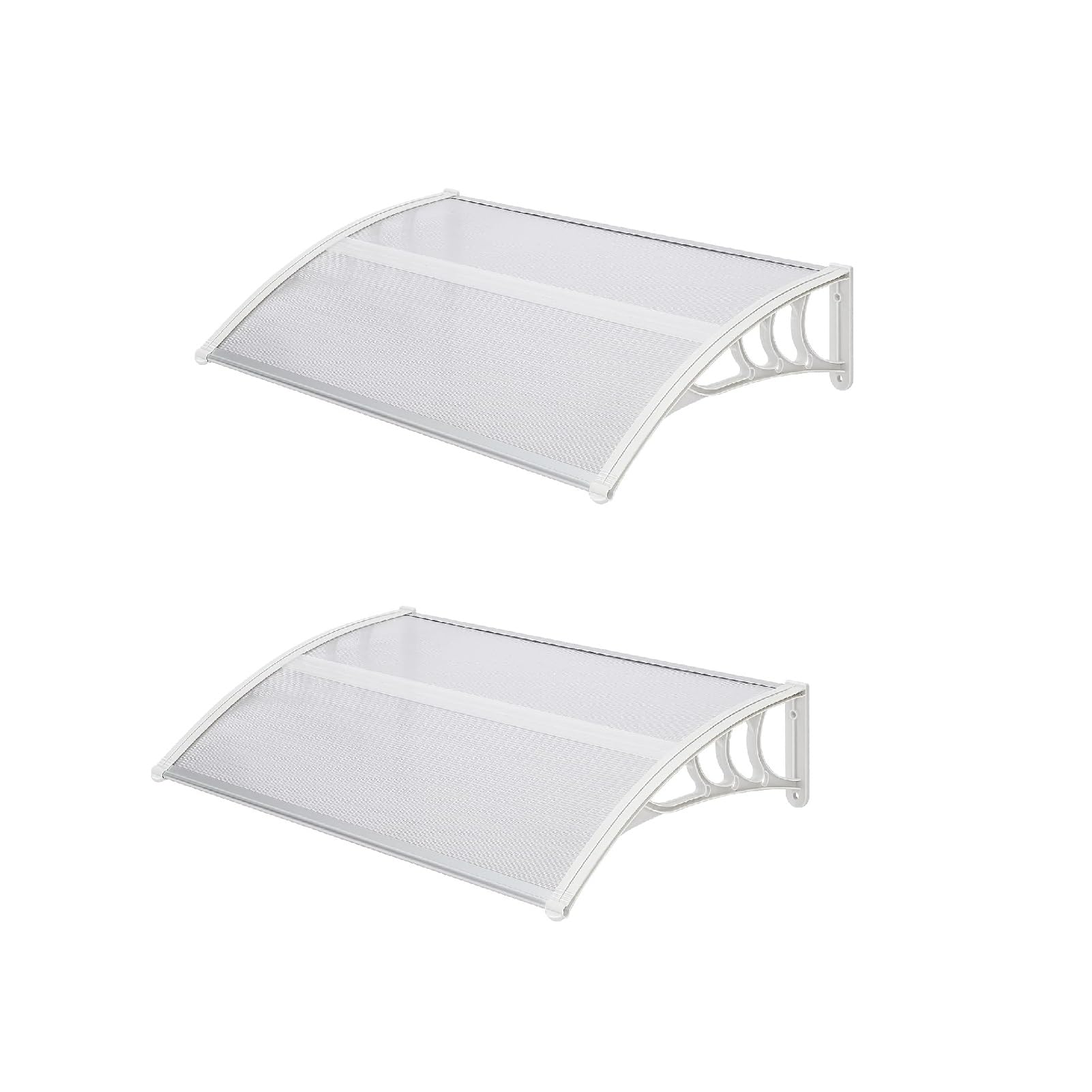 CROWNSHOP 2PCS Door Canopy Waterproof Front Door Canopy 120x80x23cm Outdoor Awning Garden Canopies Rain Awning Suitable for Door Porch Outdoor Roof (White 2PCS)