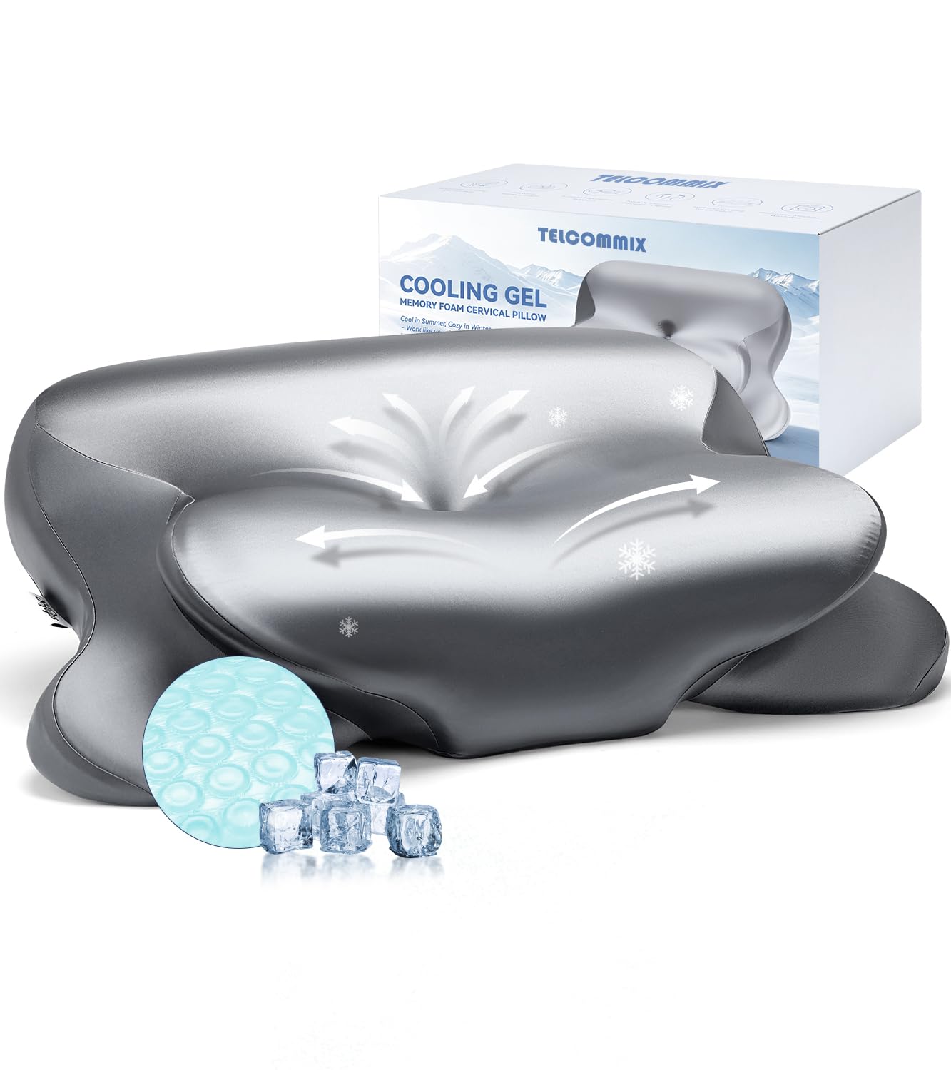 Kopfkissen, Memory Foam Gel Nackenkissen, Seitenschläferkissen & Schmetterlingskissen für Seiten, Rücken & Bauchschläfer
