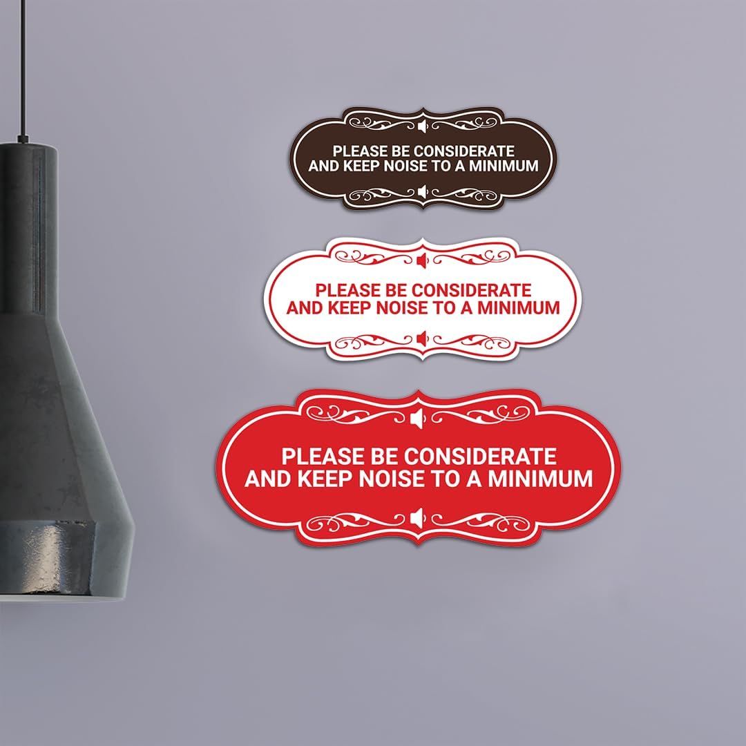 Designer Please Be Considerate and Keep Noise to a Minimum Sign (Black Gold) - Large 2 Pack