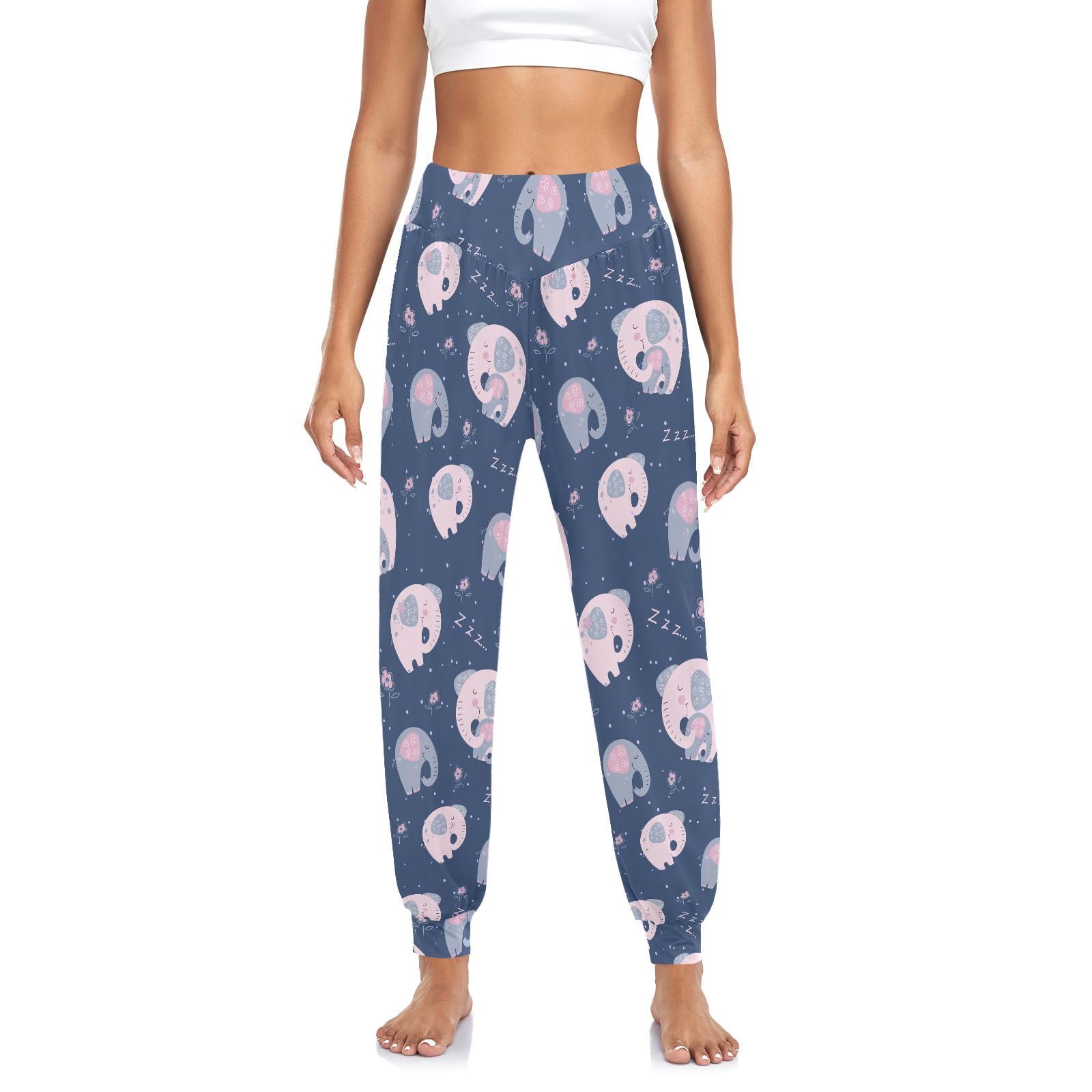 SPRIPORT Women's Yoga Pants Comfy Workout Sweatpants Harem Pants with Pleated Waistband Women Stretchy Pants