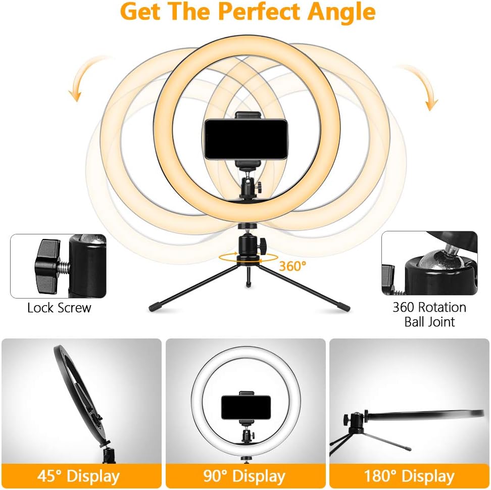 Buу 1 gеt 1 Tripod with Ring Light, Ring Light for iPhone 10'', YOTUTUN Phone Ring Light with 16 Colors for YouTube Video/Makeup/Live Stream/Photography, 3 Light Modes & 10 Brightness with Remote Control