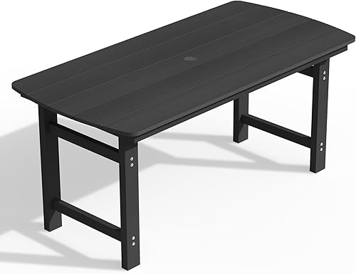 Miniatura 14 de Ciokea HDPE - Juego de comedor al aire libre, juego de mesa y sillas de patio de 7 piezas con agujero para paraguas, juegos de comedor de patio para