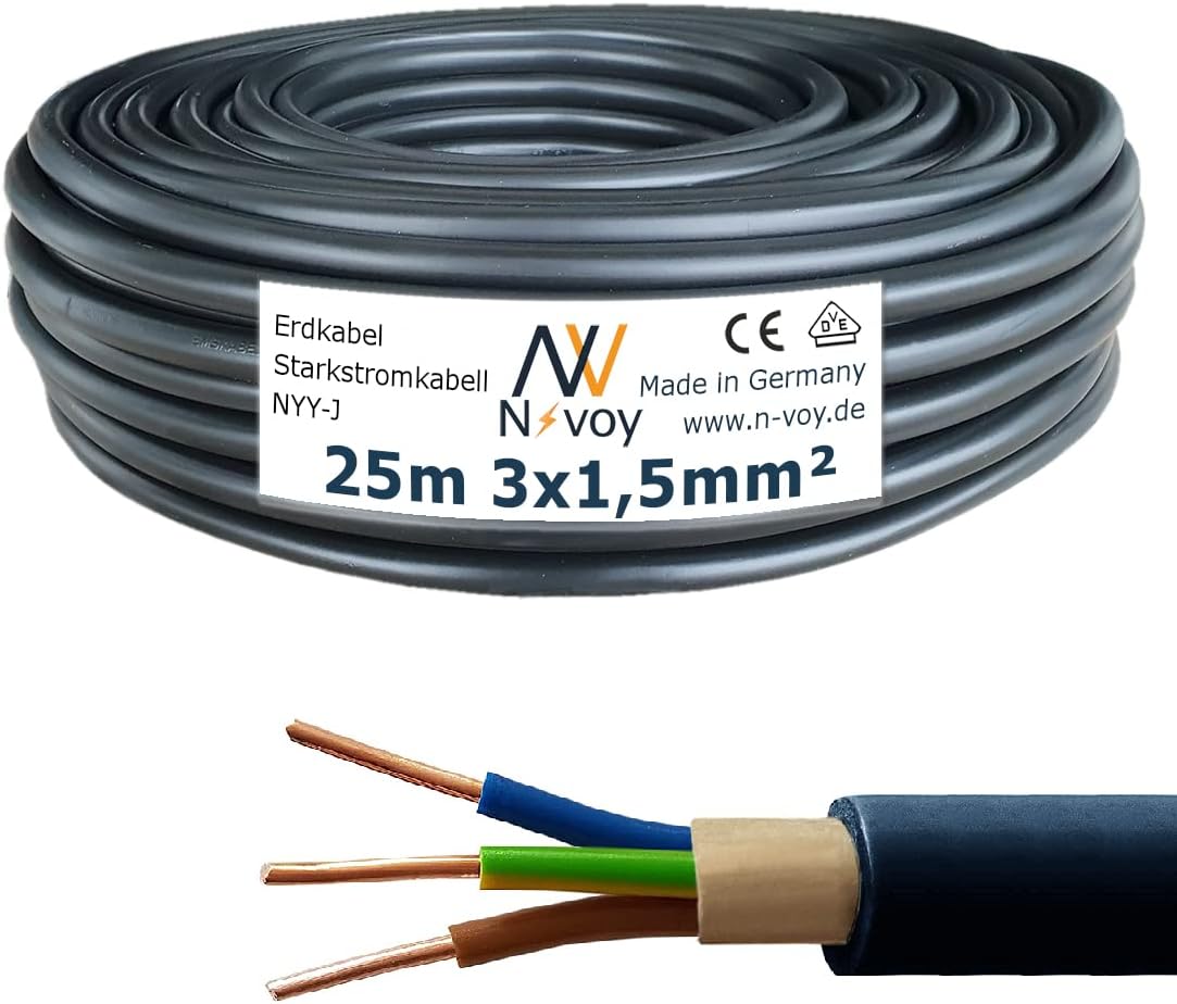 M&G Techno NYY-J Erdkabel 5x1,5 Mm² – 5m, Für Erdreich, Beton & Freiverlegung