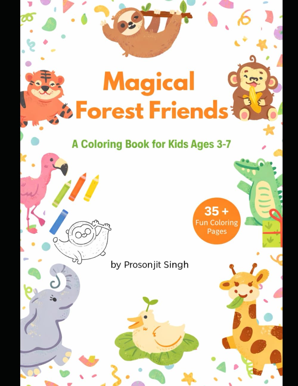 Magical Forest Friends Coloring Book: Cute Animals for Kids Ages 3–7