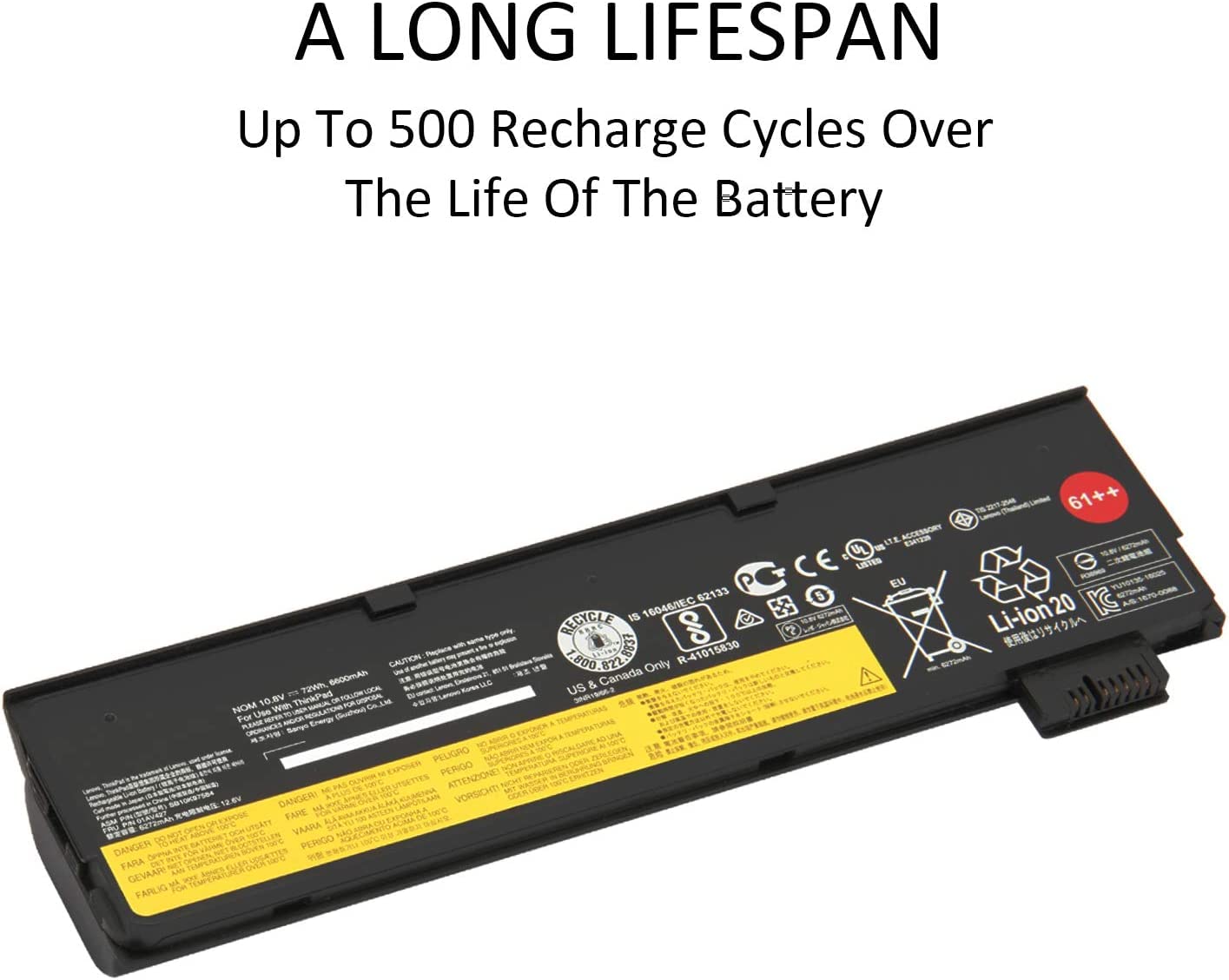 Batteria Per Laptop Lenovo ThinkPad T470 T480 T570 T580 - 72Wh, 10.8V, Compatibile Con 01AV492 E 4X50M08811