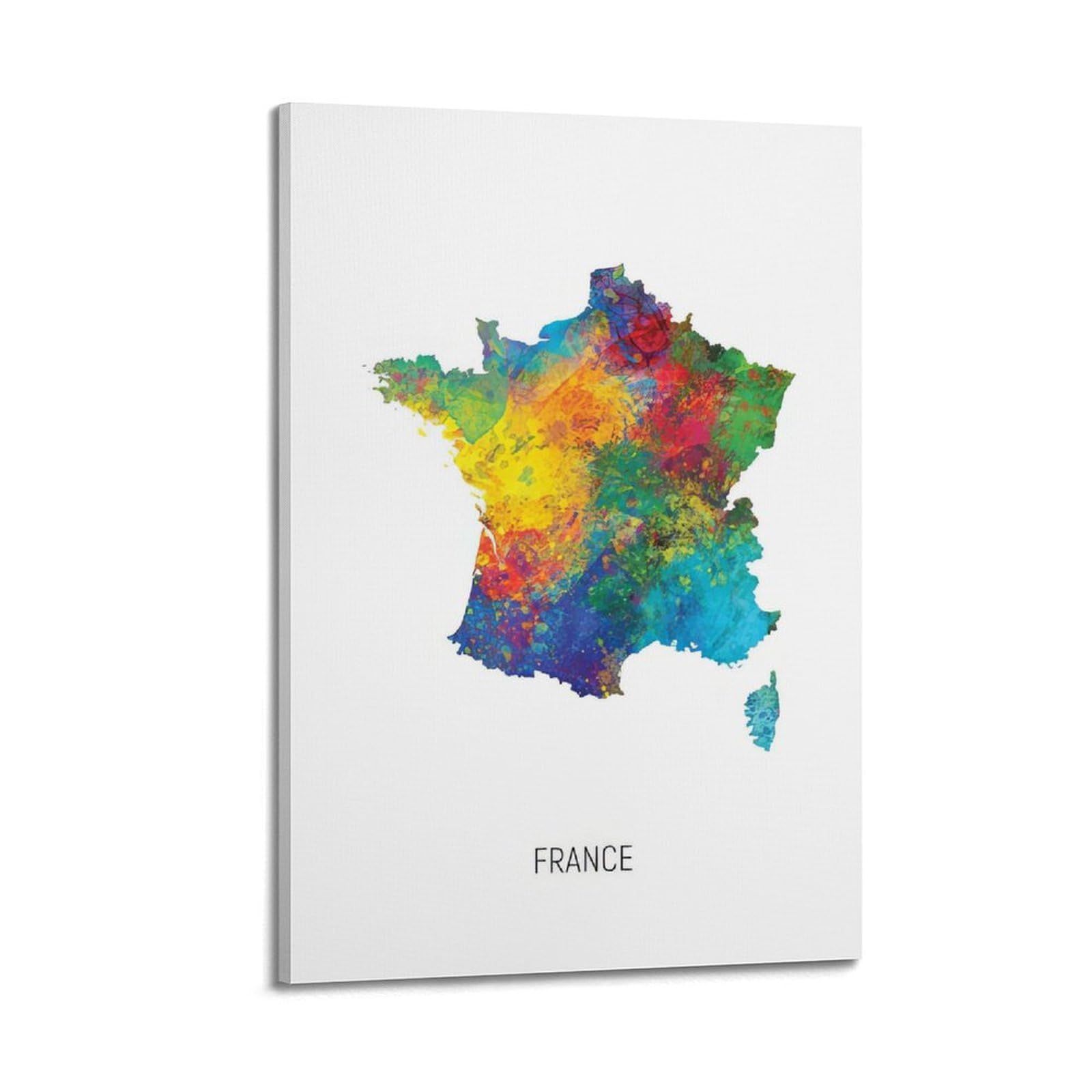 MJZLQN Map Poster Of France With Watercolor Poster Decorative Painting Canvas Wall Posters And Art Picture Print Modern Family Bedroom Decor Posters 20x30inch(50x75cm)