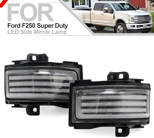 Miniatura 2 de Conjunto de luces LED para espejo lateral para Ford F-150 F-250 F-350 F-450 F-550 Super Duty 2015-2023 LED de remolque manual plegable espejo de
