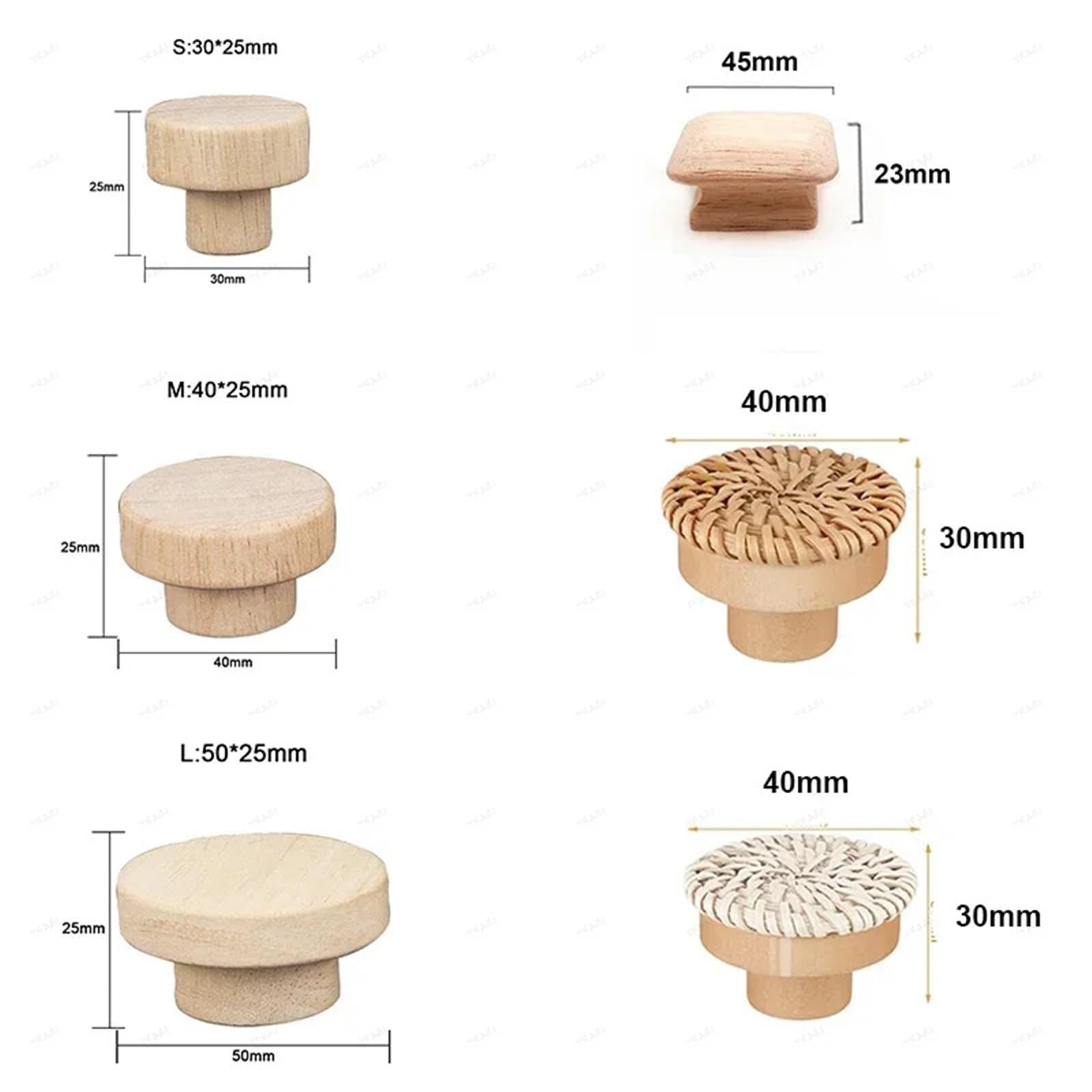 1-48 pz Rotondo In Legno Manopole Del Cassetto Dell'armadio Non Finito FAI DA TE Colore Porta Armadio Tira Maniglie Dell'armadio In Legno Con Viti Per Mobili, Cucina, Cassettiera, Armadio(M(40x25mm),2