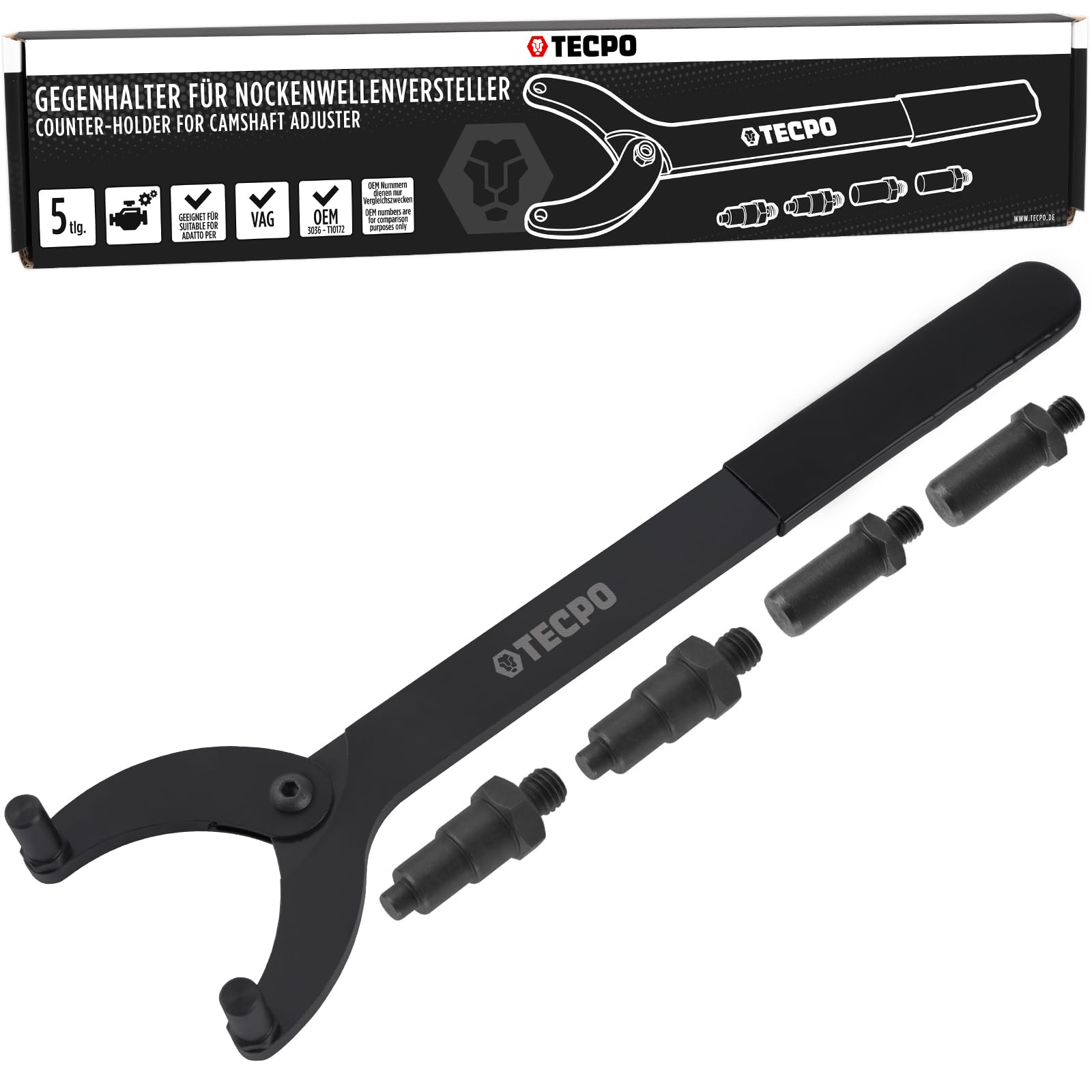 TECPO Controsupporto - Chiave di controsupporto per albero a camme, albero a camme, compatibile con VW, Audi, Skoda OEM 3036 T10172