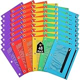 Leelosp 48 Pack Pencil Pouch for 3 Ring Binder Mesh Zipper Pencil Case Bags Binder Pouches Bulk for School...