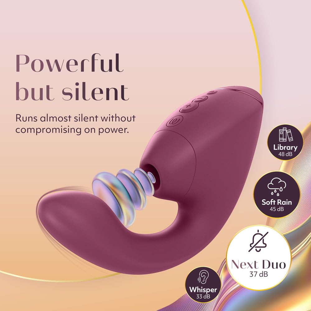 Womanizer Next Duo Vibratore Rabbit per Donna con 14 Modalità di Vibrazione e Aspirazione | Doppio Motore per Stimolazione del Clitoride e del Punto G | Sex Toy Silenzioso in Silicone | Rosa
