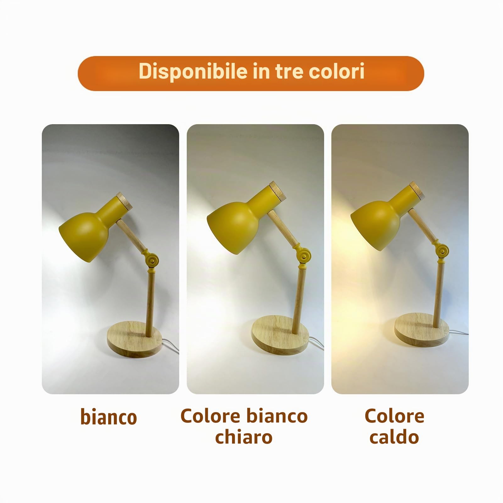 Lampada da tavolo Himmel, Lampada da tavolo in legno regolabile, Lampada da scrivania per bambini per camera da letto, soggiorno, lampada da lettura E27 con base (Nero)