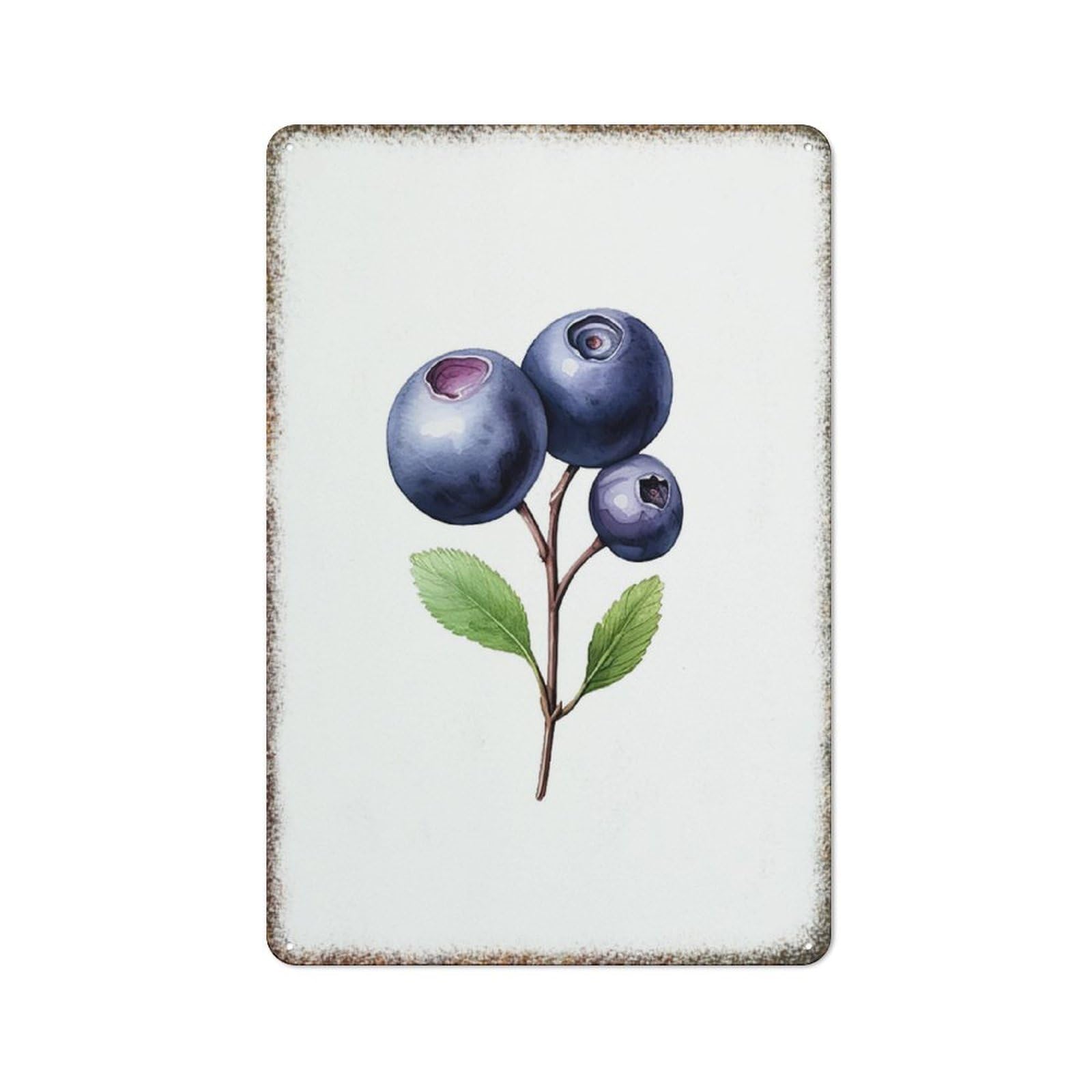 Natural Blueberry Fruit Art Retro Metal Plaque Home Garden Rustic Style Horticulture Decorative Wall Sign 8x12 Inch