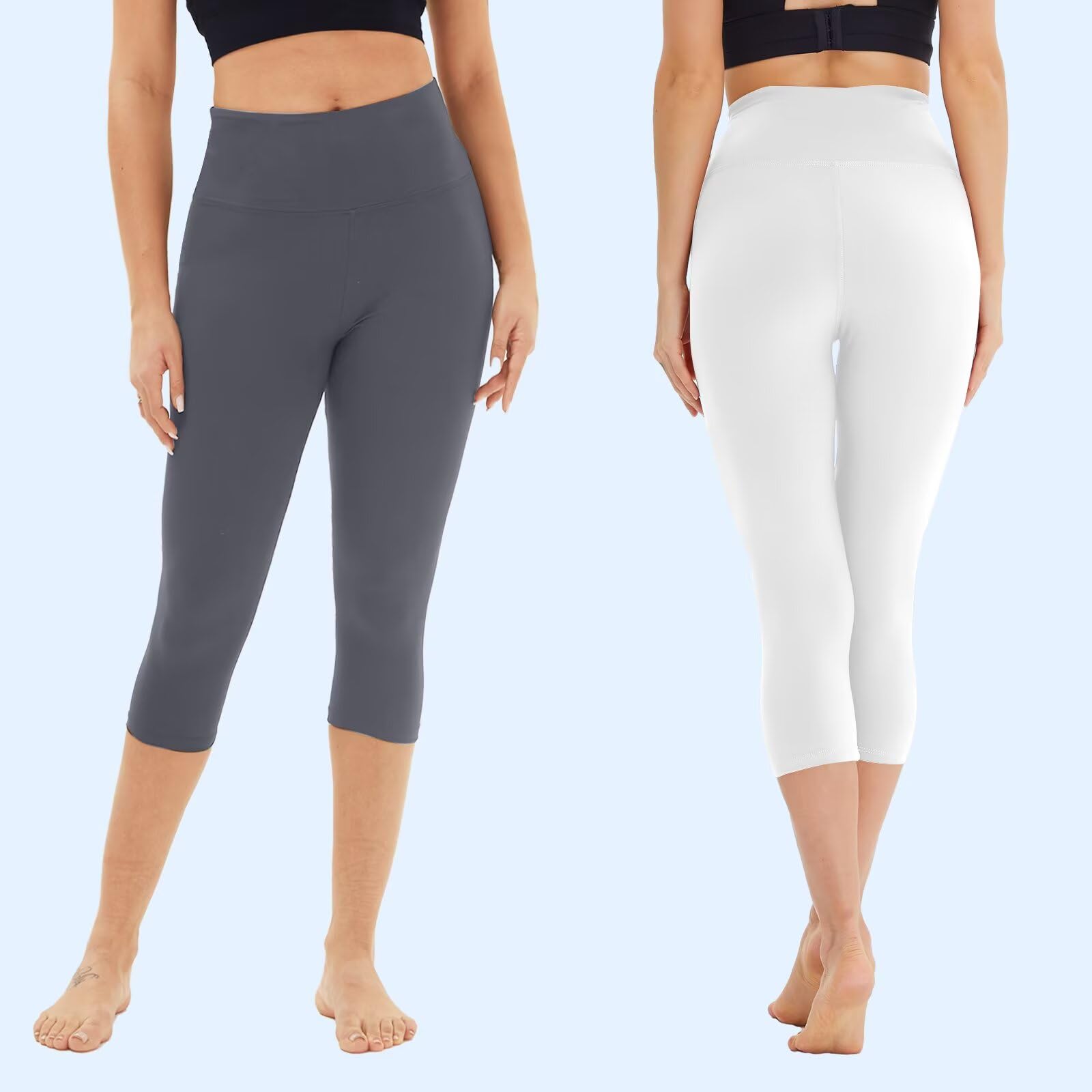 TNNZEET 3er Pack Capri Leggings Damen 3/4 für Sport, 7/8 Leggins High Waist Hose Sporthose für Gym Yoga