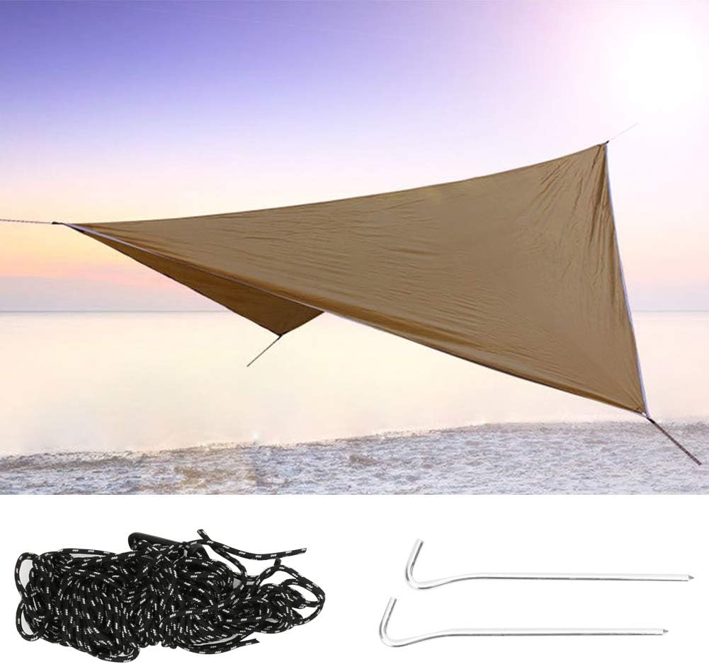 Hammock Camping Tarp Rain Fly, Tent Footprint Shelter, Tent Shelter Canopy for Outdoor Awning Hiking Beach (Light Tan)