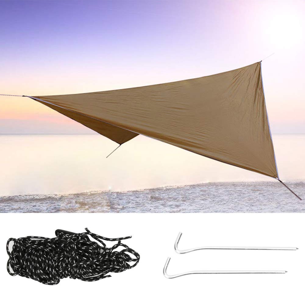 Tappetino da campeggio rombico in poliestere 210T, tenda da sole impermeabile per esterni, angoli a doppio strato rinforzati con anelli in acciaio per tettoia di tenda e amaca (Abbronzatura leggera)