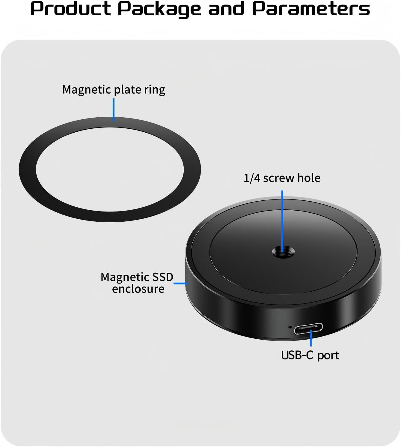 BGNing M.2 2230 NVMe SSD Enclosure,10Gbps USB-C-Interface 3.1 Gen2 for Magnetic Cell Phone Devices Accessory (Without Data Cable)