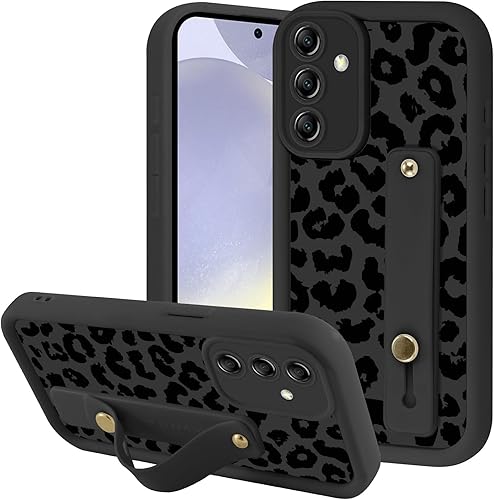 Zrutru Aesthetic Black Leopard Print Phone Case for Samsung Galaxy S24+ 5G with 