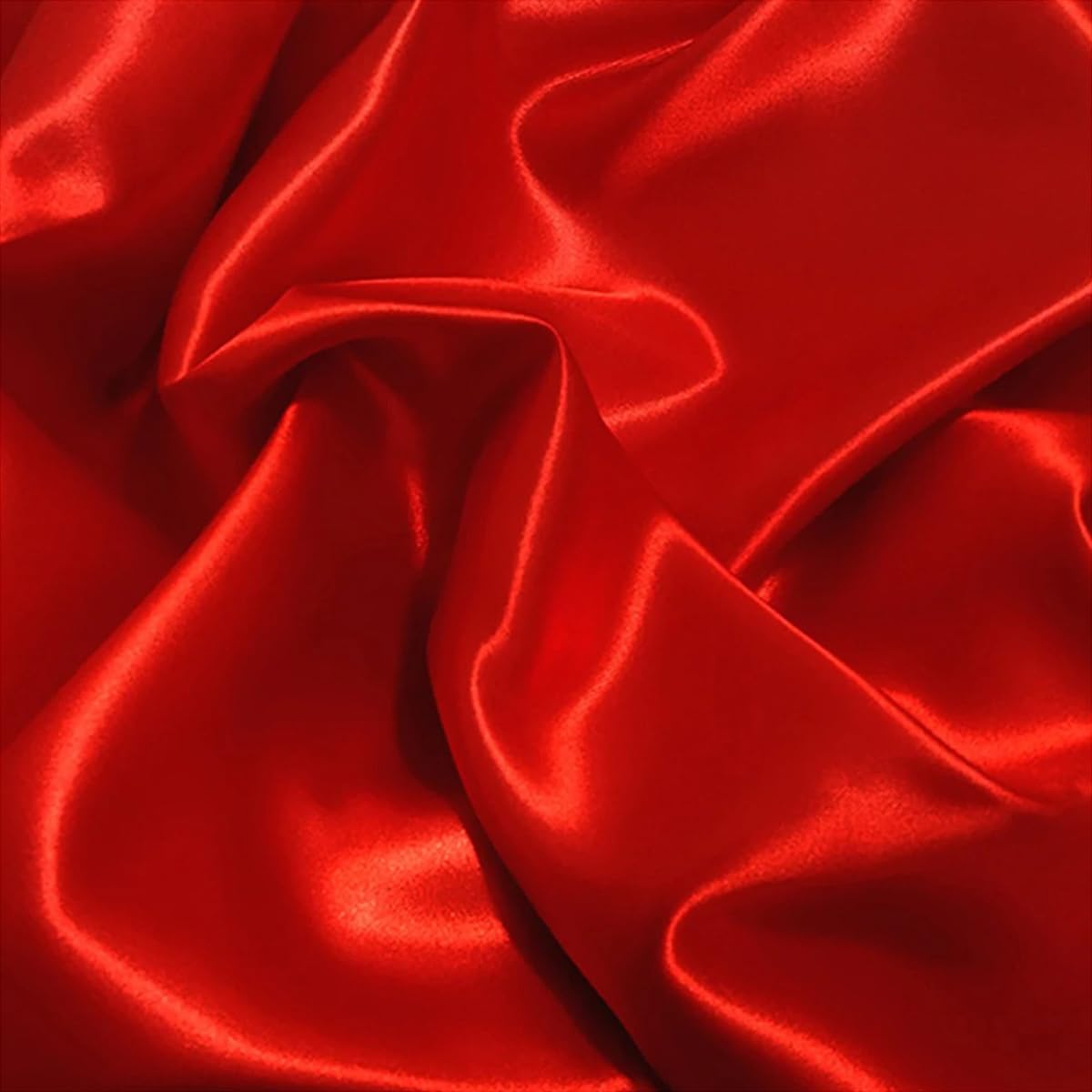 Tissu en polyester uni rouge 150x400 cm satin soyeux pour robe et couture
