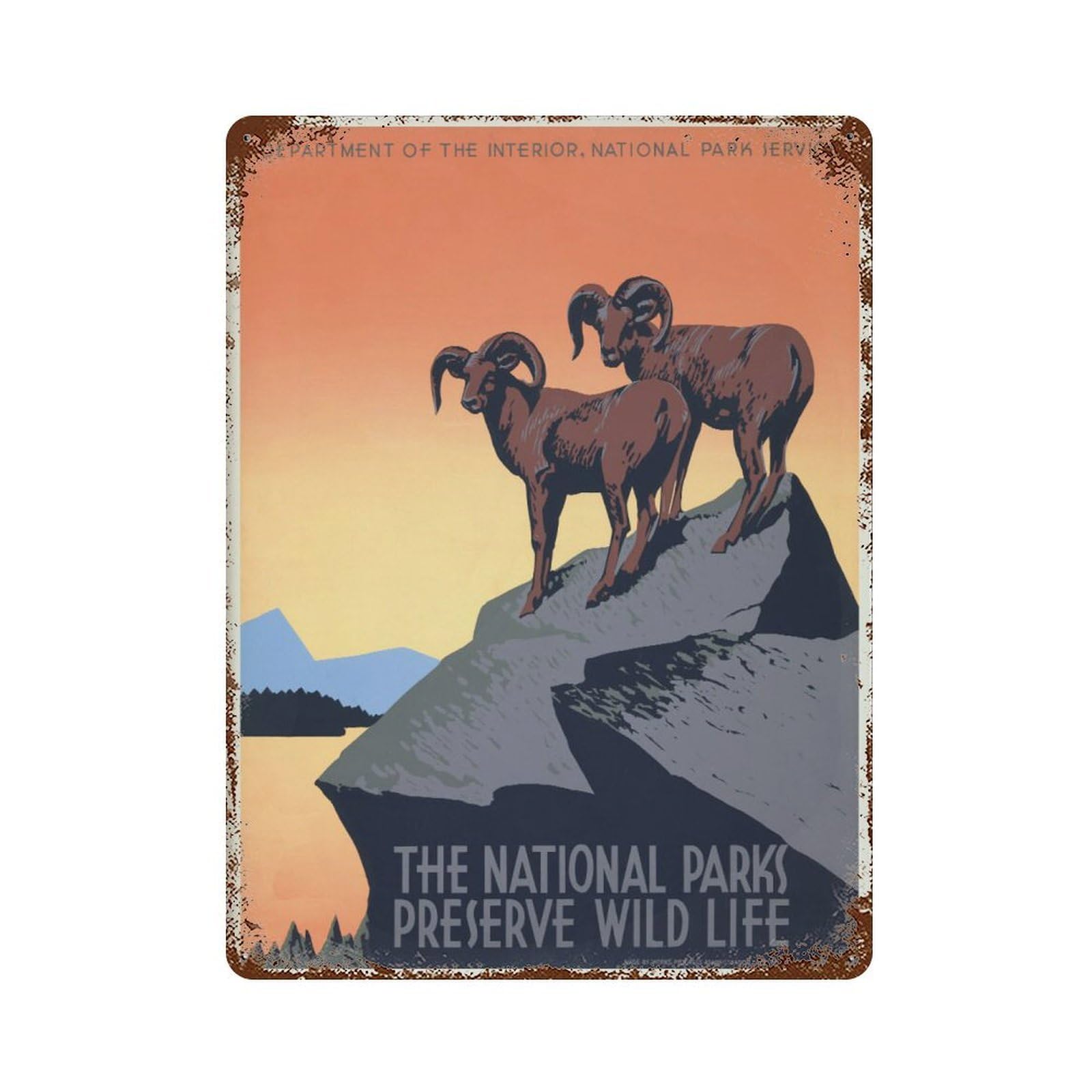 xiaoxiaoshen Vintage National Park Travel Wildlife Wall Decor Art Metal Tin Poster Modern Home Decor Art Home Bar Shop Decorations Vintage Sign 40x30cm