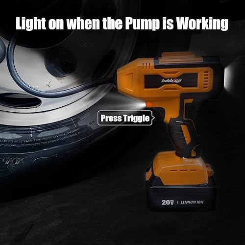 Miniatura 6 de HDDIFGP - Compresor de aire para inflador de neumáticos bomba inalámbrica de 20 V con batería recargable de iones de litio adaptador de corriente de